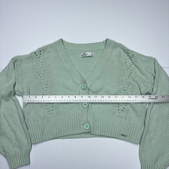 Hollister Mint Green Cropped Cardigan Size S Button Front Knit - Picture 9 of 14